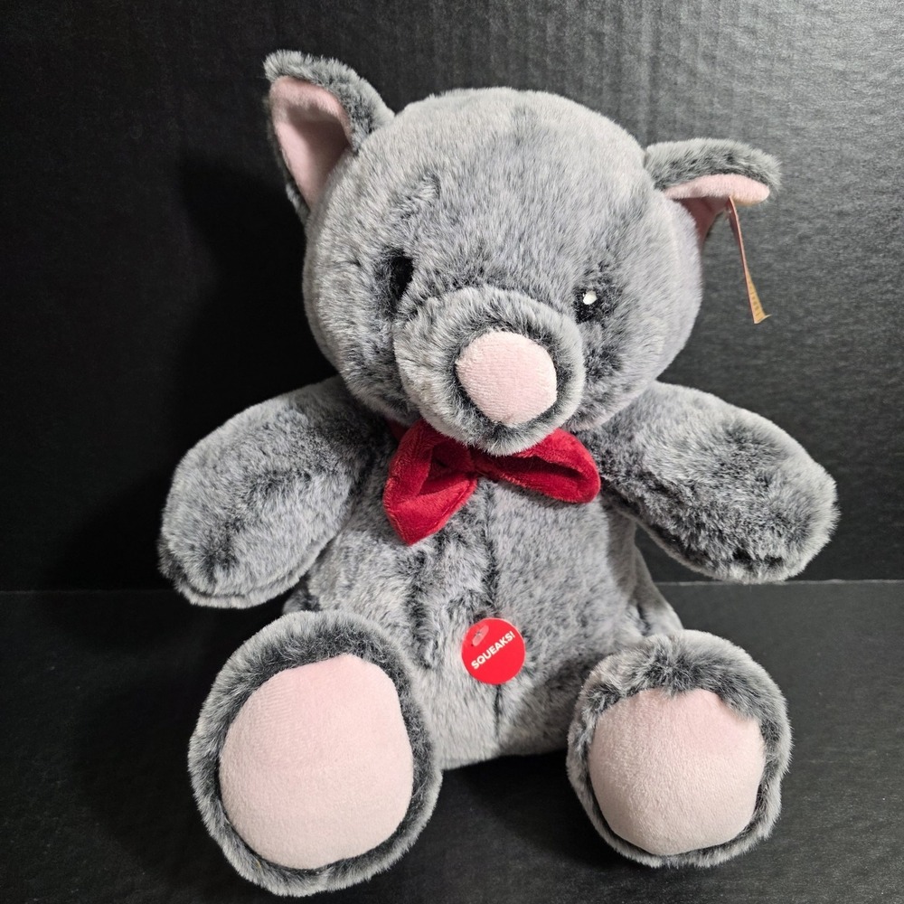 PetSmart Plush‎ Dog Toy Lucky the Cat Gray Squeaker Stuffed Animal LUXE SOFT New